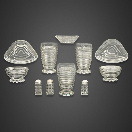 Anchor Hocking Manhattan Clear Depression Glass 12-Piece Lot