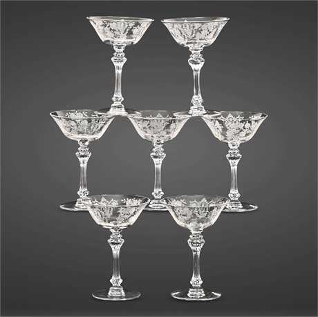 (7) Tiffin Cherokee Rose Martini Stems