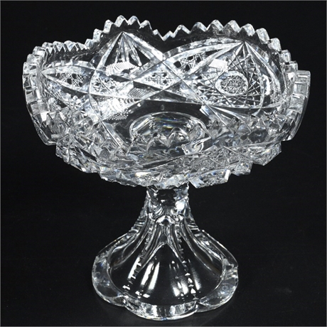 Antique Cut Glass Footed Compote