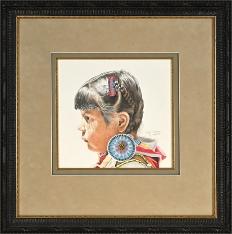 Kim Rambo Reinmuth — Original Colored Pencil, Blackfeet Girl in Regalia