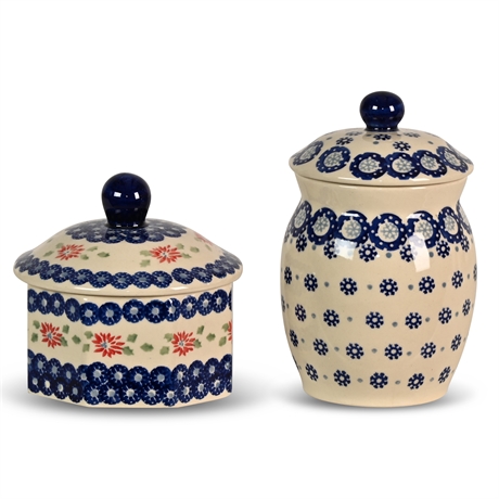 Polish Pottery Lidded Jars