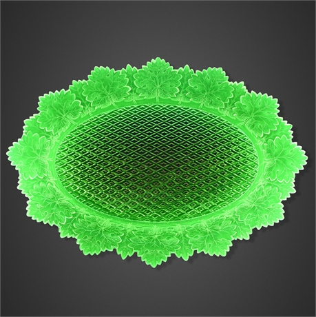 Gillinder & Sons “Maple Leaf” Uranium Glass Oval Tray, c. 1885