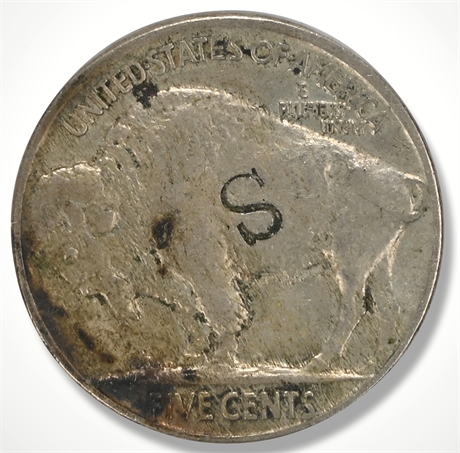 1927 Buffalo Nickel with "S" Counterstamp - Maverick