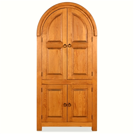 Rustic Mexican Pine Arched Armoire Cabinet