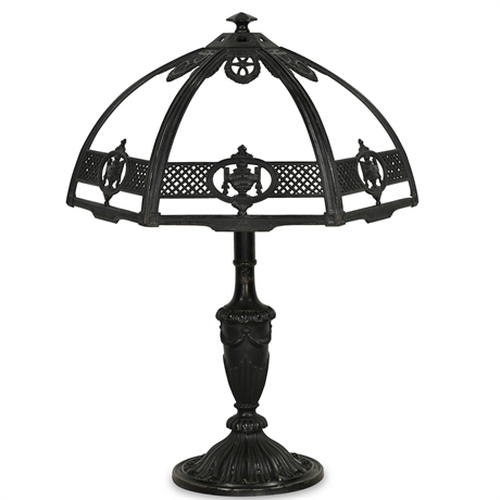 Antique Art Nouveau Slag Glass Lamp