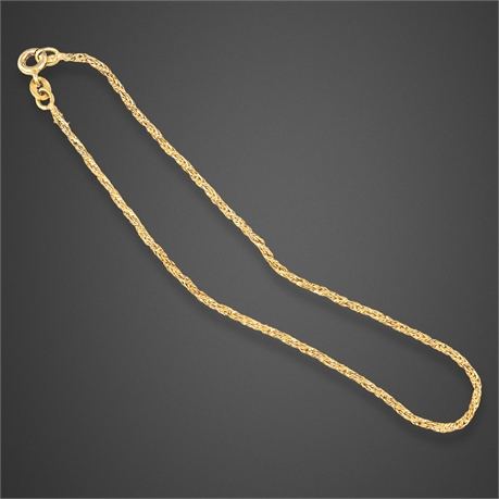 14K Gold Rope Chain Anklet 9" – 2.35g, Italy