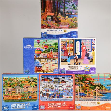 (6) Mega Puzzles, 500 Pieces to 1000 Pieces