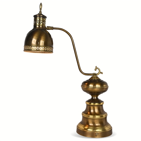 Vintage Brass Desk Lamp — Regency Style, Swivel Head, 24” Tall