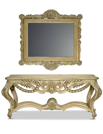 Neoclassical Italian Console Table and Mirror