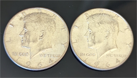 (2) 1964 JFK 1/2 Dollars