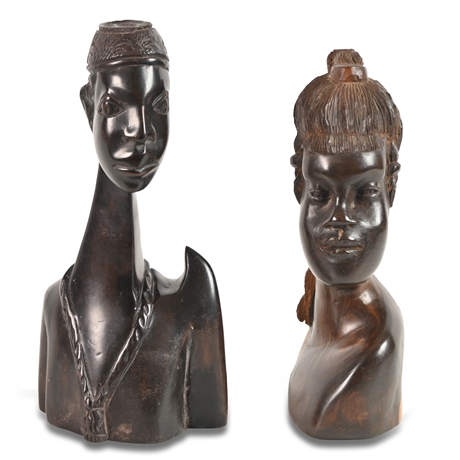 Pair African Bust Sculptures