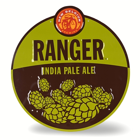 New Belgium Ranger IPA Metal Beer Sign – 18” Round Bar Decor