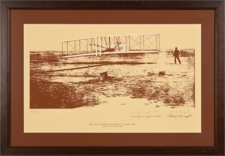 "Man's First Powered Flight Kitty Hawk" Signed Print