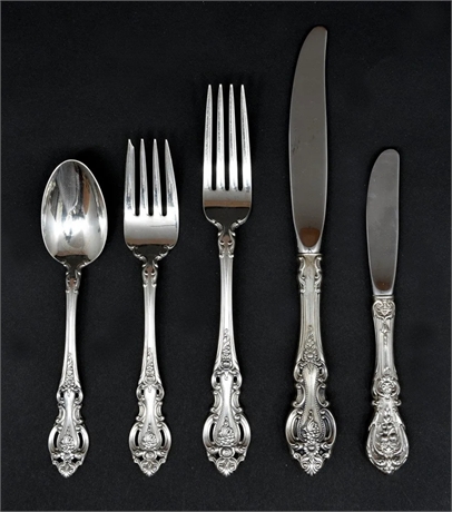 Wallace Grand Victorian Sterling Silver Flatware Service for 11 + Serving Pieces