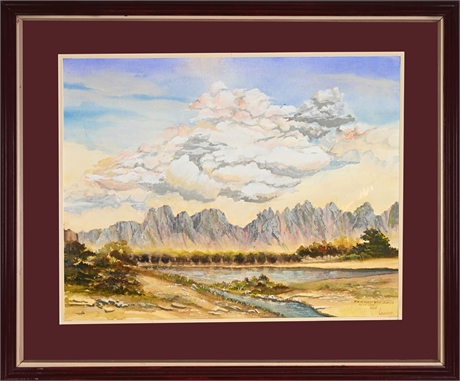 Carol "Bud" Lemons Organ Mountains Watercolor — Las Cruces Valley with Cumulus