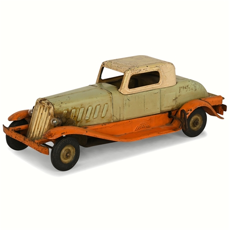 1930s Girard Deluxe Pressed Steel Coupe — Wind-Up, Balloon Tires, 14½"