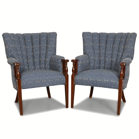 Pair of Vintage Channel Back Armchairs