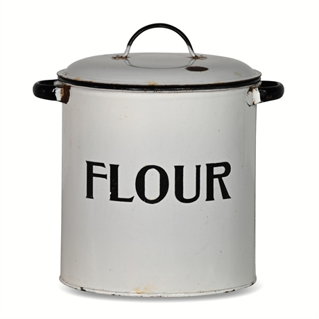 Antique Enameled Flour Canister
