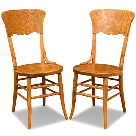 Pair Antique Bentwood Oak Chairs