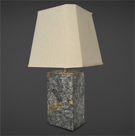 29" Marble-Clad Table Lamp – Brass Stem