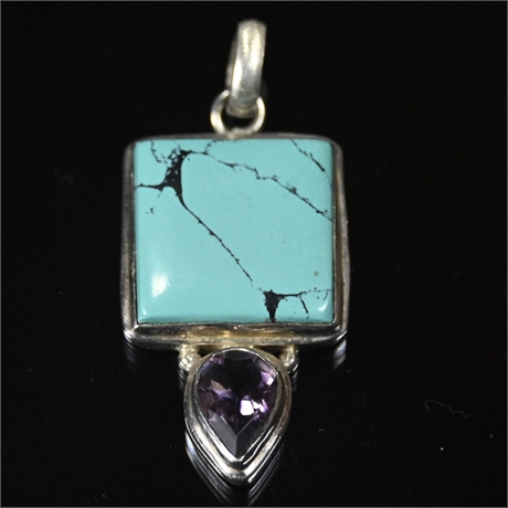 Amethyst and Turquoise Pendant