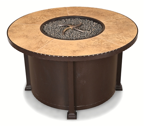 O.W. Lee Santorini 42" Round Propane Fire Pit Table – Tile Top, 57,000 BTU