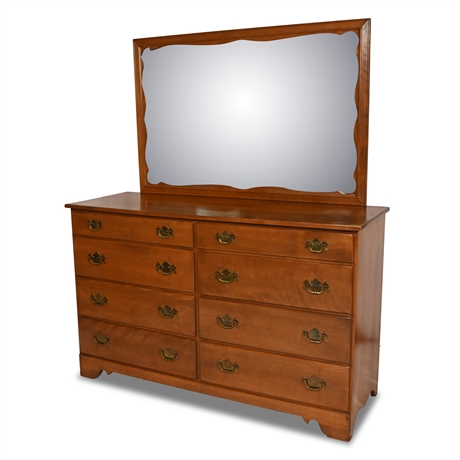 Vintage Ethan Allen Baumritter Maple Dresser & Mirror