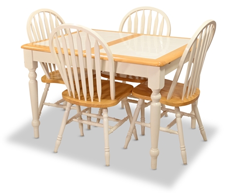 Tile Top & Oak Breakfast Table & Chairs