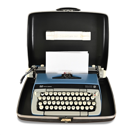 Smith-Corona Galaxie Twelve Portable Typewriter in Blue, 1960s, with Case