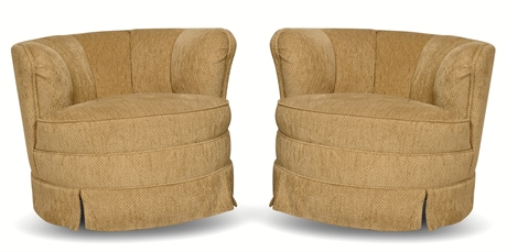Pair 1940s Tufted Swivel 'Clam' Chairs