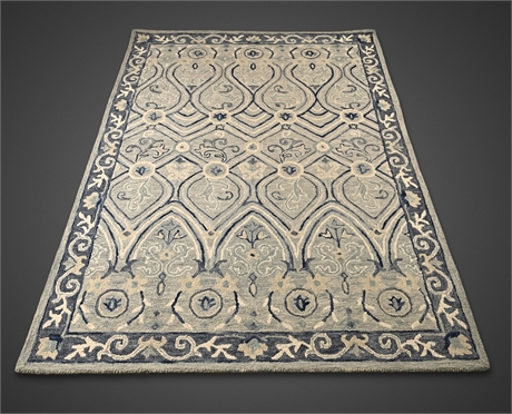 ELLE HOME “Katie” Hand-Hooked Wool Rug – Grey, 5' x 7'