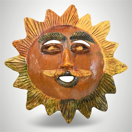 19" Large Terra Cotta Sun Face Wall Mask