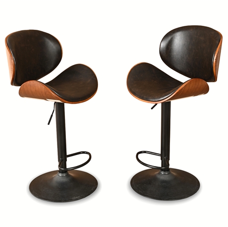 Bellatier Barstool Pair — Adjustable Height Swivel, Signature Design by Ashley