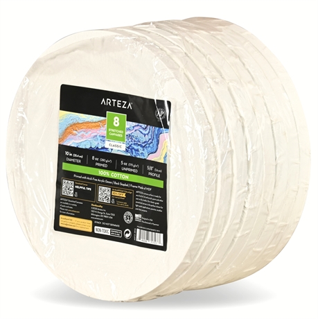 (8) Arteza 10" Round Cotton Canvases