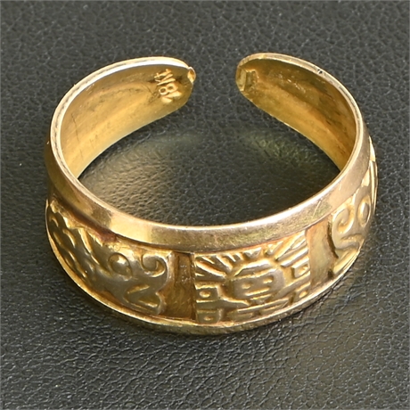 18K Yellow Gold Aztec Ring