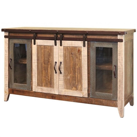 Rustic Barn Door Media Console By International Furniture