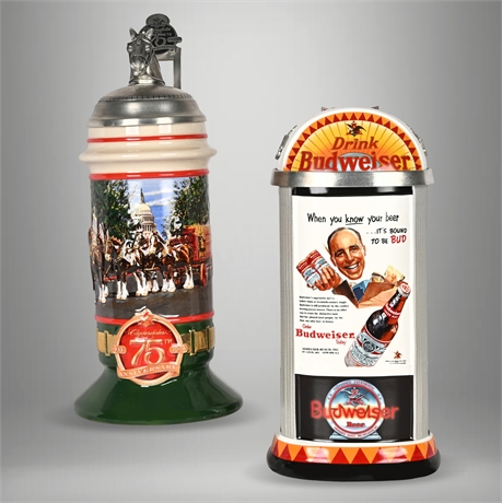 Budweiser 75th Anniversary & 2006 Membership Steins w/ COAs