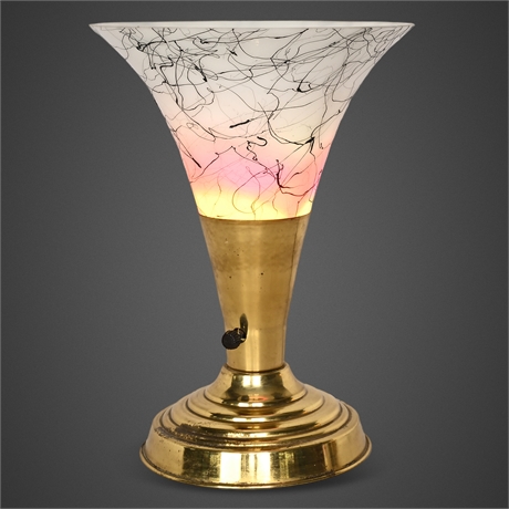 Spaghetti Glass Torchiere Accent Lamp, Brass-Tone Base, 3-Way