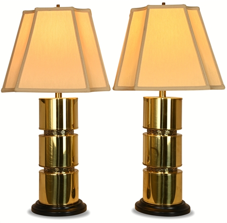Pair Mid-Century Brass Lamps