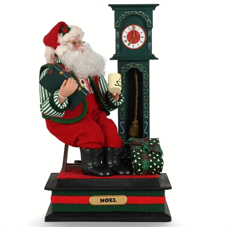 Vintage 1996 Holiday Creations Noel Musical Santa with Grandfather Clock