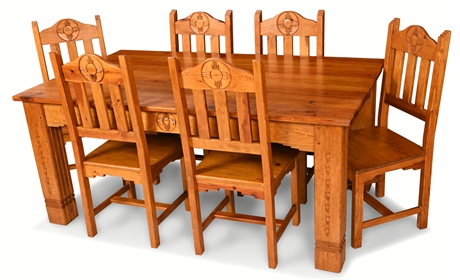 Zia Carved Dining Solid Wood Dining Set