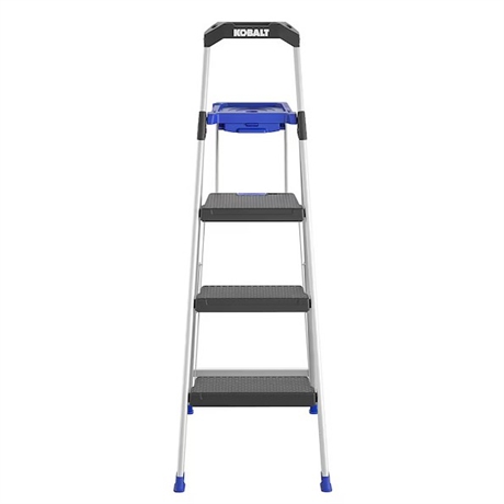 Kobalt 3 Step Gray Aluminum Foldable Step Stool