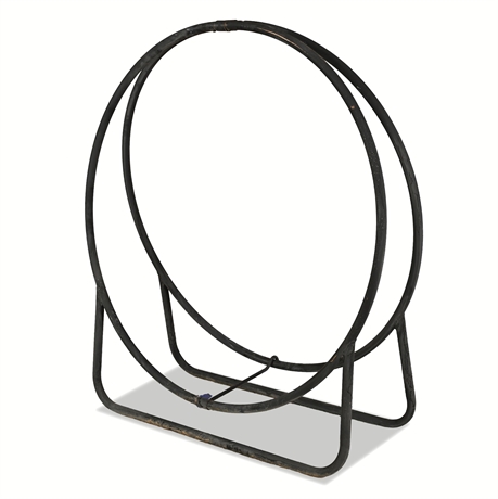 Round Hoop Steel Firewood Log Rack, Folding Storage Holder