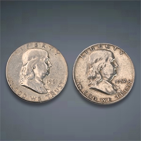 (2) 1952 & 1961 Franklin Silver Half Dollars