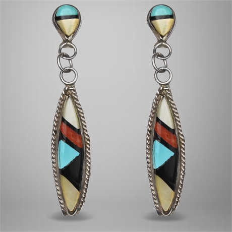 Zuni Feather Dangle Earrings