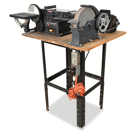 Vintage Craftsman Belt/Disc Sander Workstation with 10" Grinder