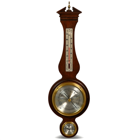 Vintage Mahogany Airguide Banjo Barometer Hygrometer