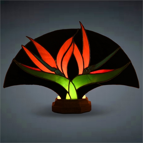 'Birds of Paradise' Stained Glass Lamp