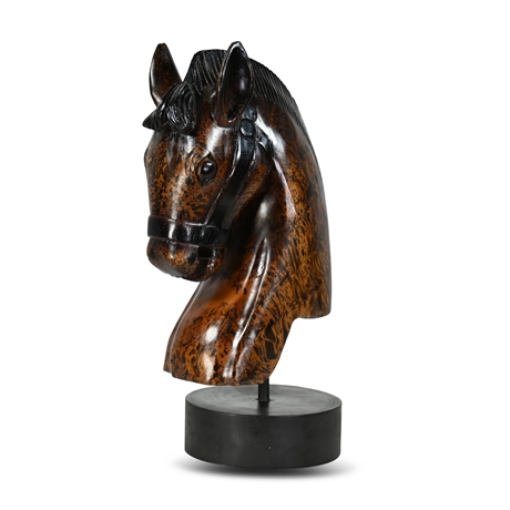 Carved Wood Horse Sculpture