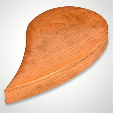 Signed Teardrop-Form Wooden Box